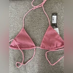 Baby Pink Triangle Glitter Bikini Top Size 4